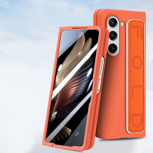 Hard Rigid Plastic Matte Finish Front and Back Cover Case 360 Degrees SD3 for Samsung Galaxy Z Fold5 5G Orange