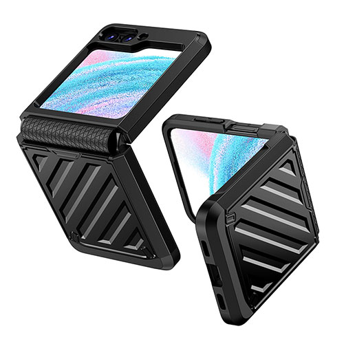 Hard Rigid Plastic Matte Finish Front and Back Cover Case 360 Degrees Z01L for Samsung Galaxy Z Flip5 5G Black