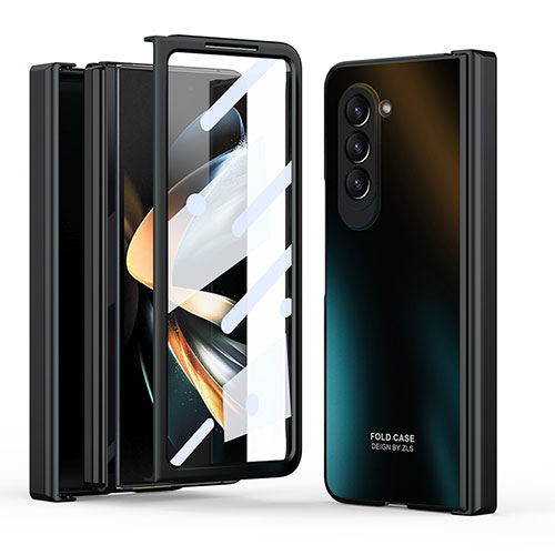 Hard Rigid Plastic Matte Finish Front and Back Cover Case 360 Degrees Z01L for Samsung Galaxy Z Fold5 5G Black