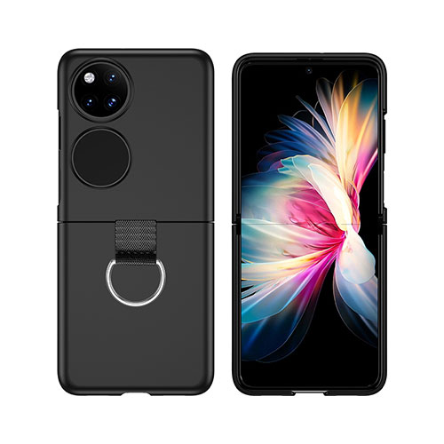 Hard Rigid Plastic Matte Finish Front and Back Cover Case 360 Degrees Z02L for Huawei P60 Pocket Black