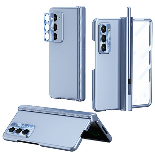 Hard Rigid Plastic Matte Finish Front and Back Cover Case 360 Degrees Z02L for Samsung Galaxy Z Fold5 5G Blue