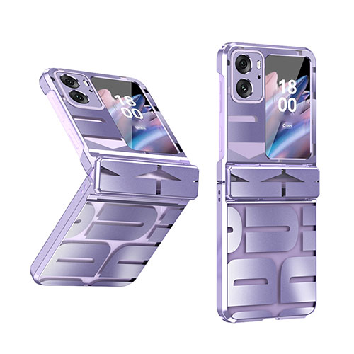 Hard Rigid Plastic Matte Finish Front and Back Cover Case 360 Degrees ZL1 for Oppo Find N2 Flip 5G Purple