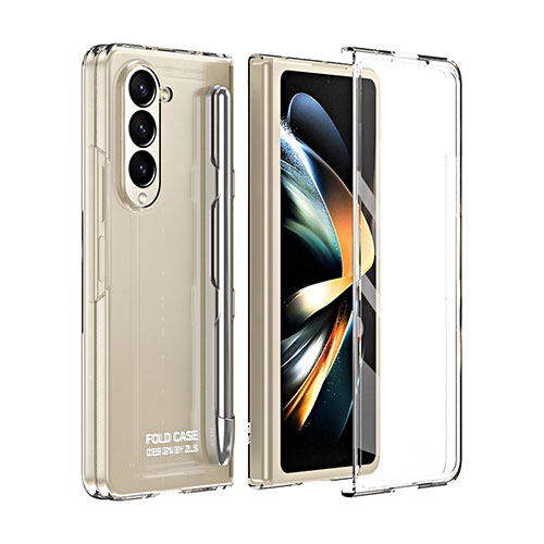 Hard Rigid Plastic Matte Finish Front and Back Cover Case 360 Degrees ZL1 for Samsung Galaxy Z Fold5 5G Clear