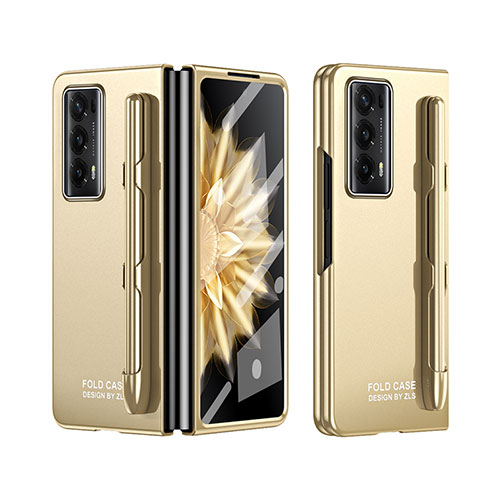 Hard Rigid Plastic Matte Finish Front and Back Cover Case 360 Degrees ZL2 for Huawei Honor Magic V2 Ultimate 5G Gold