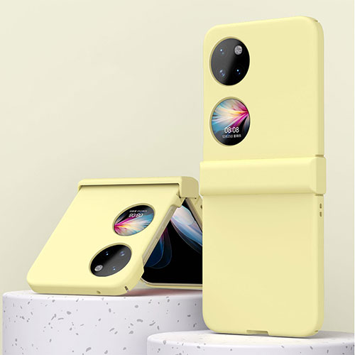 Hard Rigid Plastic Matte Finish Front and Back Cover Case 360 Degrees ZL3 for Huawei P50 Pocket Yellow