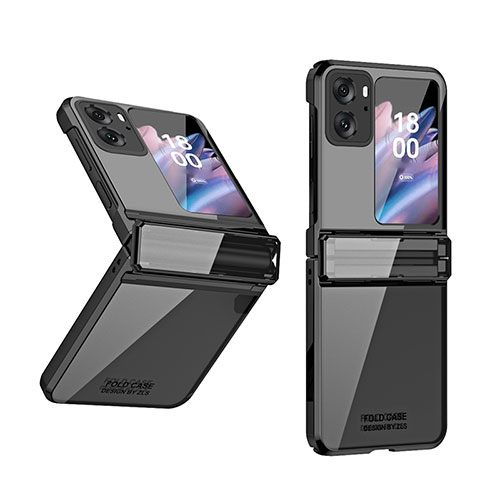 Hard Rigid Plastic Matte Finish Front and Back Cover Case 360 Degrees ZL3 for Oppo Find N2 Flip 5G Black