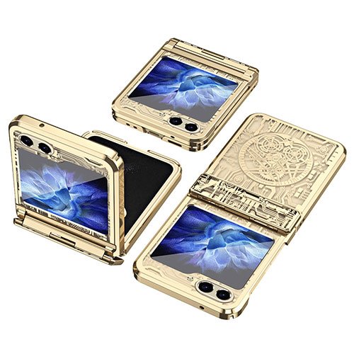 Hard Rigid Plastic Matte Finish Front and Back Cover Case 360 Degrees ZL3 for Samsung Galaxy Z Flip5 5G Gold