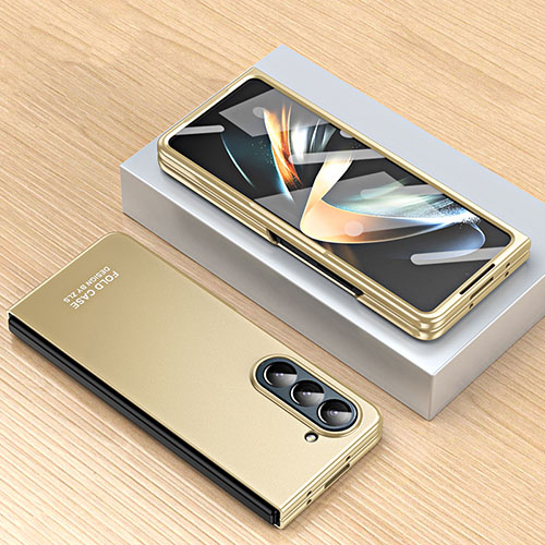 Hard Rigid Plastic Matte Finish Front and Back Cover Case 360 Degrees ZL3 for Samsung Galaxy Z Fold5 5G Gold