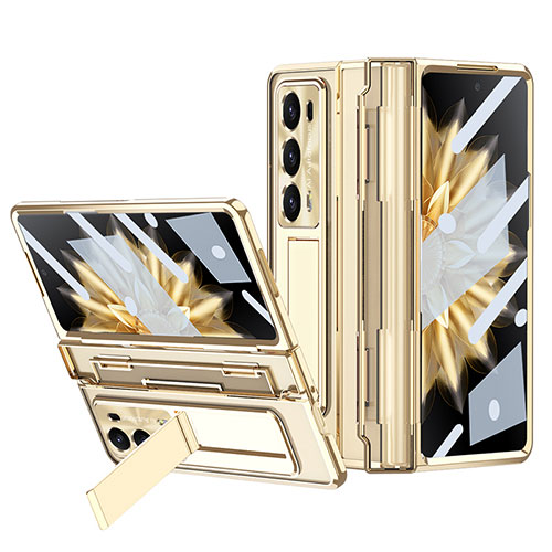 Hard Rigid Plastic Matte Finish Front and Back Cover Case 360 Degrees ZL5 for Huawei Honor Magic V2 5G Gold