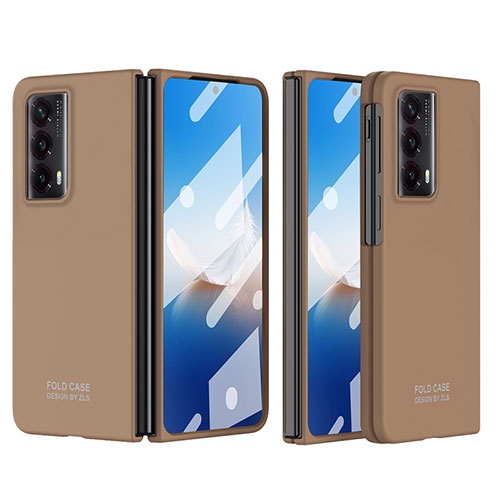 Hard Rigid Plastic Matte Finish Front and Back Cover Case 360 Degrees ZL5 for Huawei Honor Magic Vs2 5G Brown