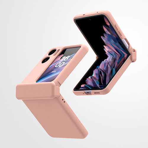 Hard Rigid Plastic Matte Finish Front and Back Cover Case 360 Degrees ZL5 for Oppo Find N2 Flip 5G Rose Gold
