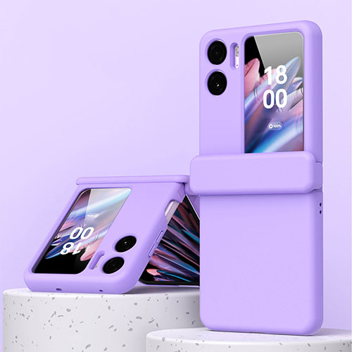 Hard Rigid Plastic Matte Finish Front and Back Cover Case 360 Degrees ZL6 for Oppo Find N2 Flip 5G Purple