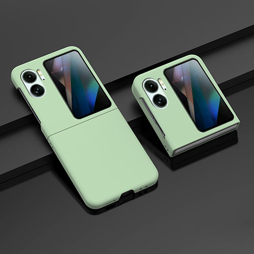 Hard Rigid Plastic Matte Finish Front and Back Cover Case 360 Degrees ZL8 for Oppo Find N2 Flip 5G Matcha Green