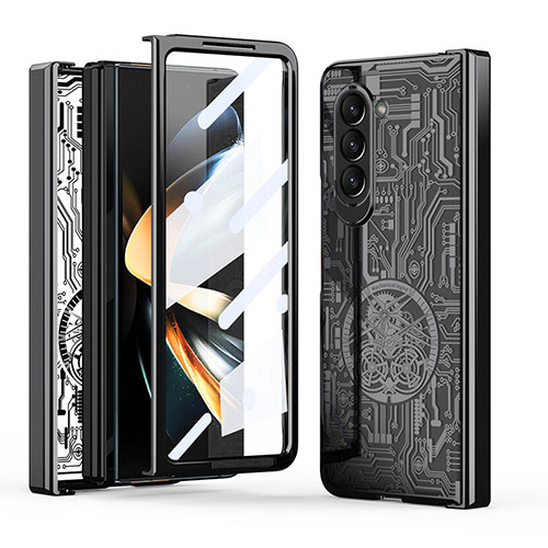 Hard Rigid Plastic Matte Finish Front and Back Cover Case 360 Degrees ZL8 for Samsung Galaxy Z Fold5 5G Black