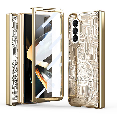 Hard Rigid Plastic Matte Finish Front and Back Cover Case 360 Degrees ZL8 for Samsung Galaxy Z Fold5 5G Gold