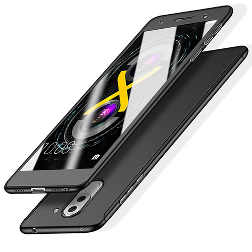 Hard Rigid Plastic Matte Finish Front and Back Snap On Case 360 Degrees M01 for Huawei Honor 6X Black