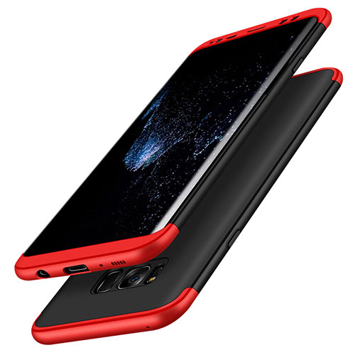 Hard Rigid Plastic Matte Finish Front and Back Snap On Case 360 Degrees M03 for Samsung Galaxy S8 Plus Red and Black