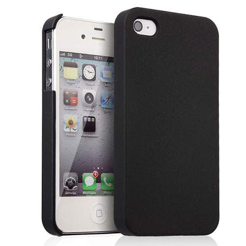 Hard Rigid Plastic Matte Finish Snap On Case for Apple iPhone 4 Black