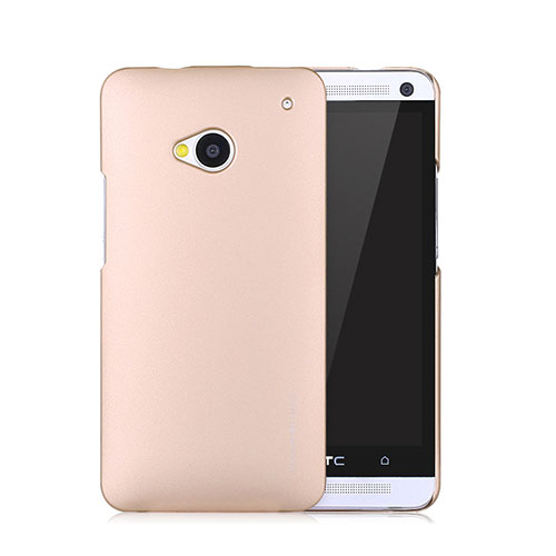 Hard Rigid Plastic Matte Finish Snap On Case for HTC One M7 Gold