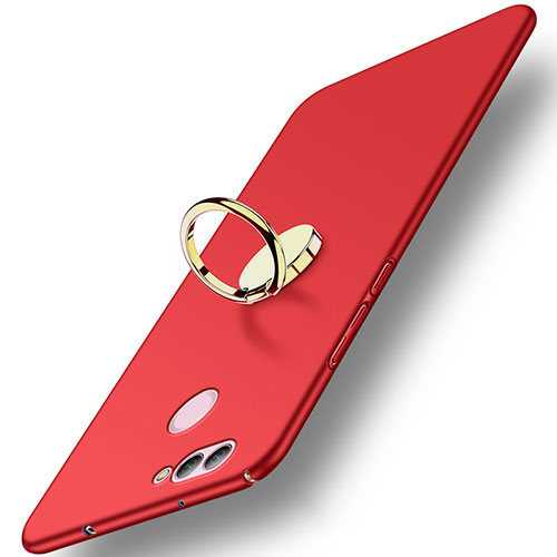 Hard Rigid Plastic Matte Finish Snap On Case with Finger Ring Stand A02 for Huawei Nova 2 Red