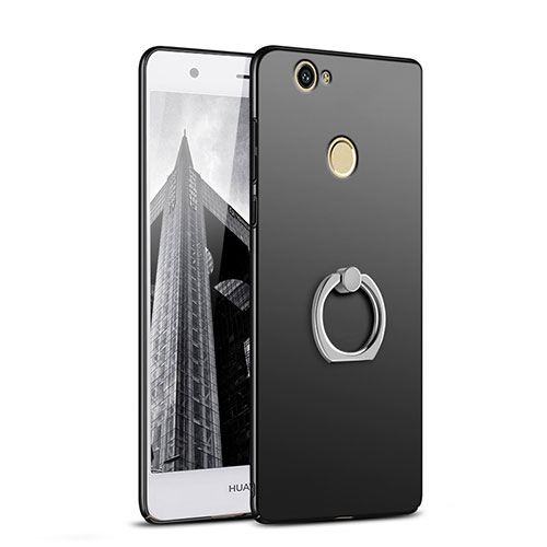 Hard Rigid Plastic Matte Finish Snap On Case with Finger Ring Stand A03 for Huawei Nova Black