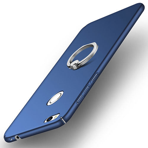 Hard Rigid Plastic Matte Finish Snap On Case with Finger Ring Stand A03 for Huawei P8 Lite (2017) Blue