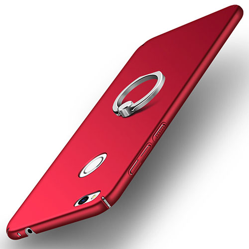 Hard Rigid Plastic Matte Finish Snap On Case with Finger Ring Stand A03 for Huawei P8 Lite (2017) Red