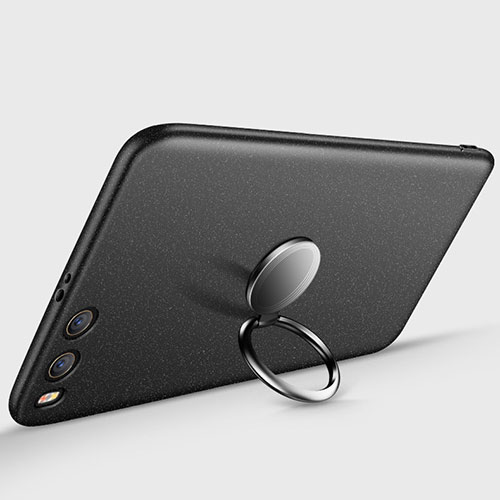 Hard Rigid Plastic Matte Finish Snap On Case with Finger Ring Stand A03 for Xiaomi Mi 6 Black