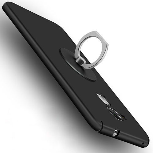 Hard Rigid Plastic Matte Finish Snap On Case with Finger Ring Stand for Huawei GR5 Mini Black