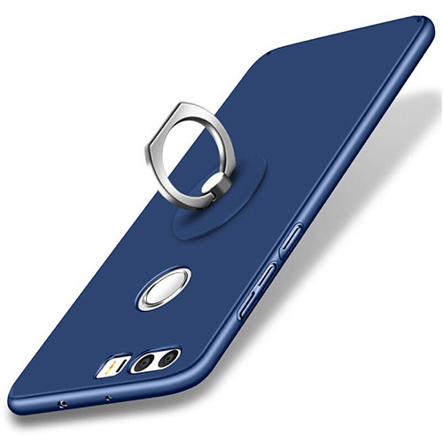 Hard Rigid Plastic Matte Finish Snap On Case with Finger Ring Stand for Huawei Honor 8 Blue