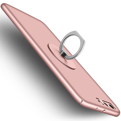 Hard Rigid Plastic Matte Finish Snap On Case with Finger Ring Stand for Huawei P10 Plus Pink