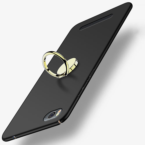 Hard Rigid Plastic Matte Finish Snap On Case with Finger Ring Stand for Xiaomi Mi 4i Black