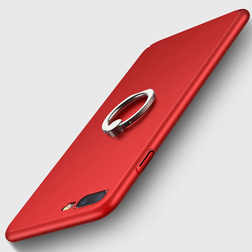 Hard Rigid Plastic Matte Finish Snap On Case with Finger Ring Stand R02 for Apple iPhone Xs Red