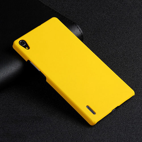 Hard Rigid Plastic Matte Finish Snap On Cover for Huawei P7 Dual SIM Yellow