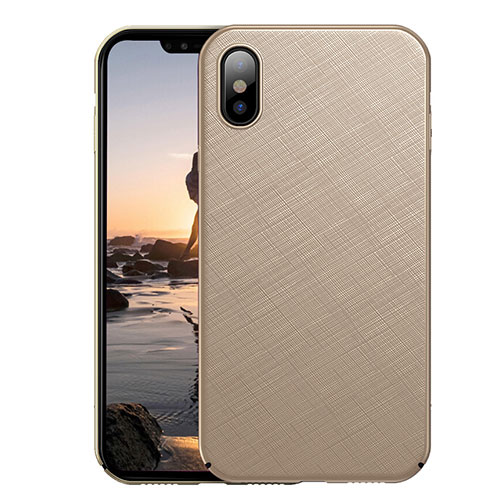 Hard Rigid Plastic Matte Finish Twill Cover for Apple iPhone Xs Max Gold