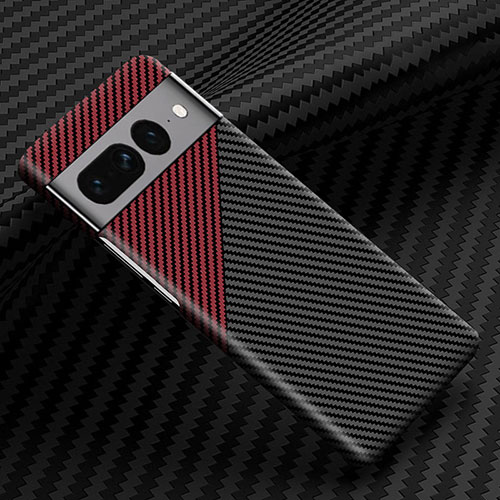 Hard Rigid Plastic Matte Finish Twill Snap On Case Cover for Google Pixel 7 Pro 5G Red and Black