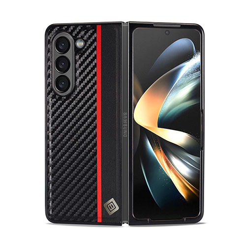 Hard Rigid Plastic Matte Finish Twill Snap On Case Cover LC1 for Samsung Galaxy Z Fold5 5G Black