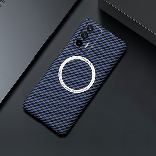 Hard Rigid Plastic Matte Finish Twill Snap On Case Cover with Mag-Safe Magnetic for Realme Q3 Pro 5G Blue