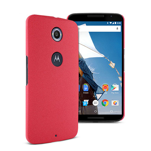 Hard Rigid Plastic Quicksand Cover for Google Nexus 6 Red