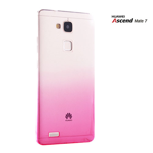 Hard Rigid Transparent Gradient Cover for Huawei Mate 7 Pink