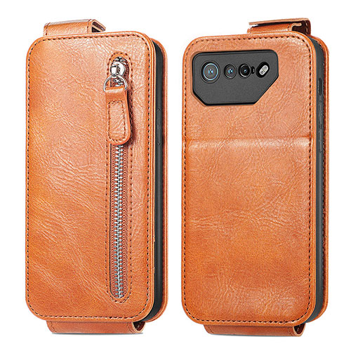 Leather Case Flip Cover Vertical for Asus ROG Phone 7 Brown