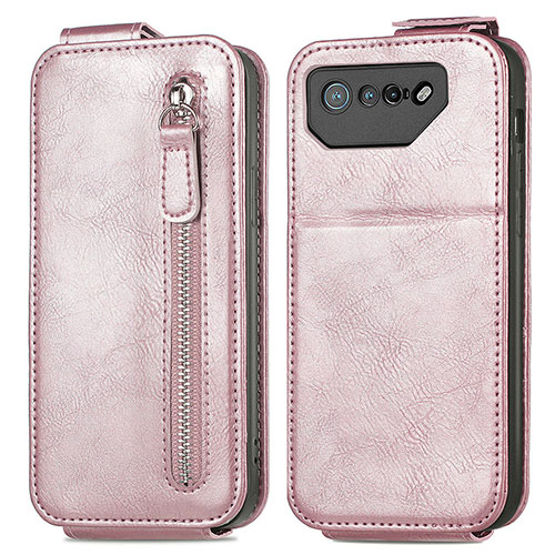 Leather Case Flip Cover Vertical for Asus ROG Phone 7 Ultimate Rose Gold