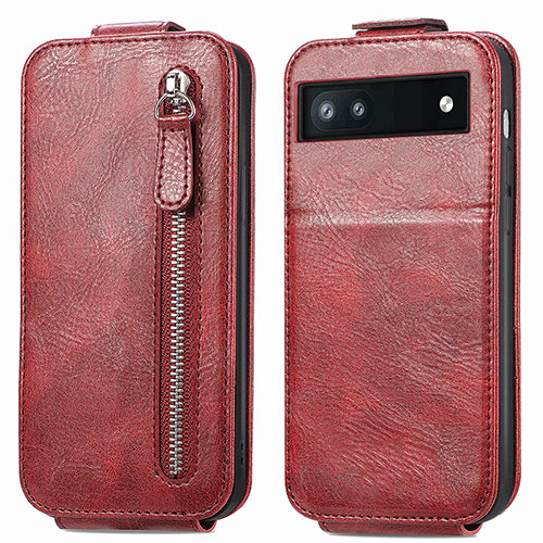 Leather Case Flip Cover Vertical for Google Pixel 6a 5G Red