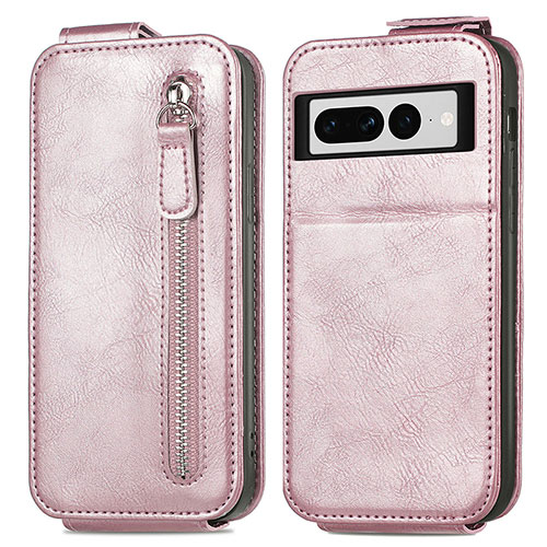 Leather Case Flip Cover Vertical for Google Pixel 7 Pro 5G Rose Gold