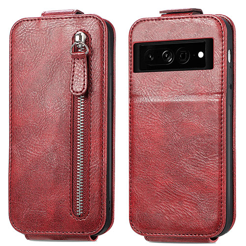 Leather Case Flip Cover Vertical for Google Pixel 7a 5G Red