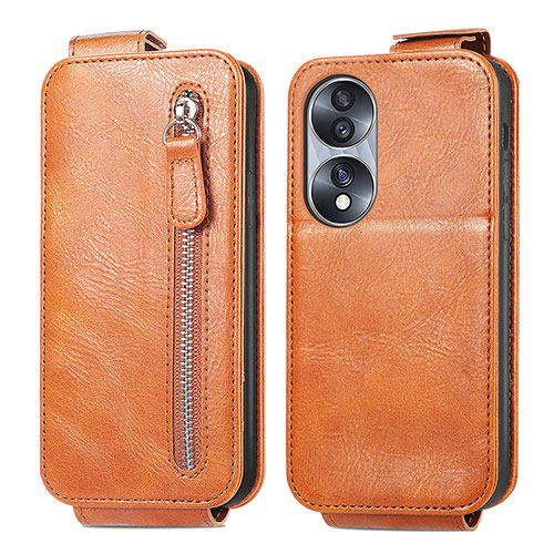 Leather Case Flip Cover Vertical for Huawei Honor 70 5G Brown