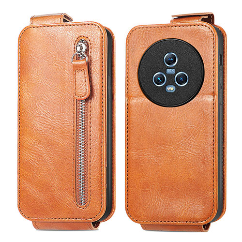 Leather Case Flip Cover Vertical for Huawei Honor Magic5 5G Brown