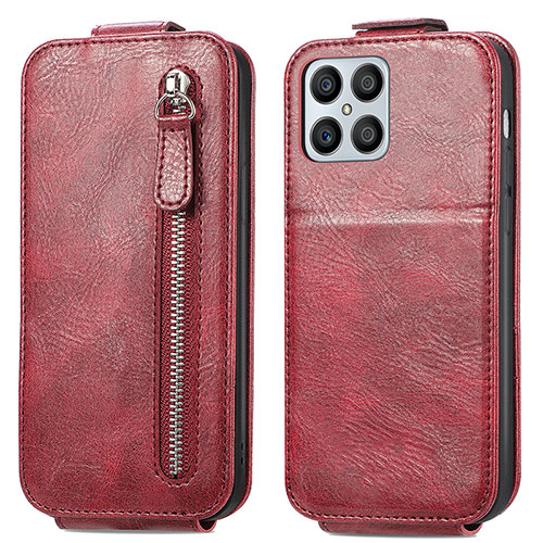 Leather Case Flip Cover Vertical for Huawei Honor X8 4G Red