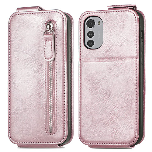 Leather Case Flip Cover Vertical for Motorola Moto E32s Rose Gold