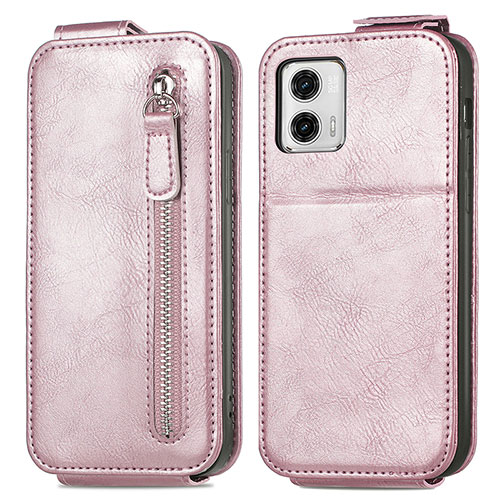 Leather Case Flip Cover Vertical for Motorola Moto G73 5G Rose Gold